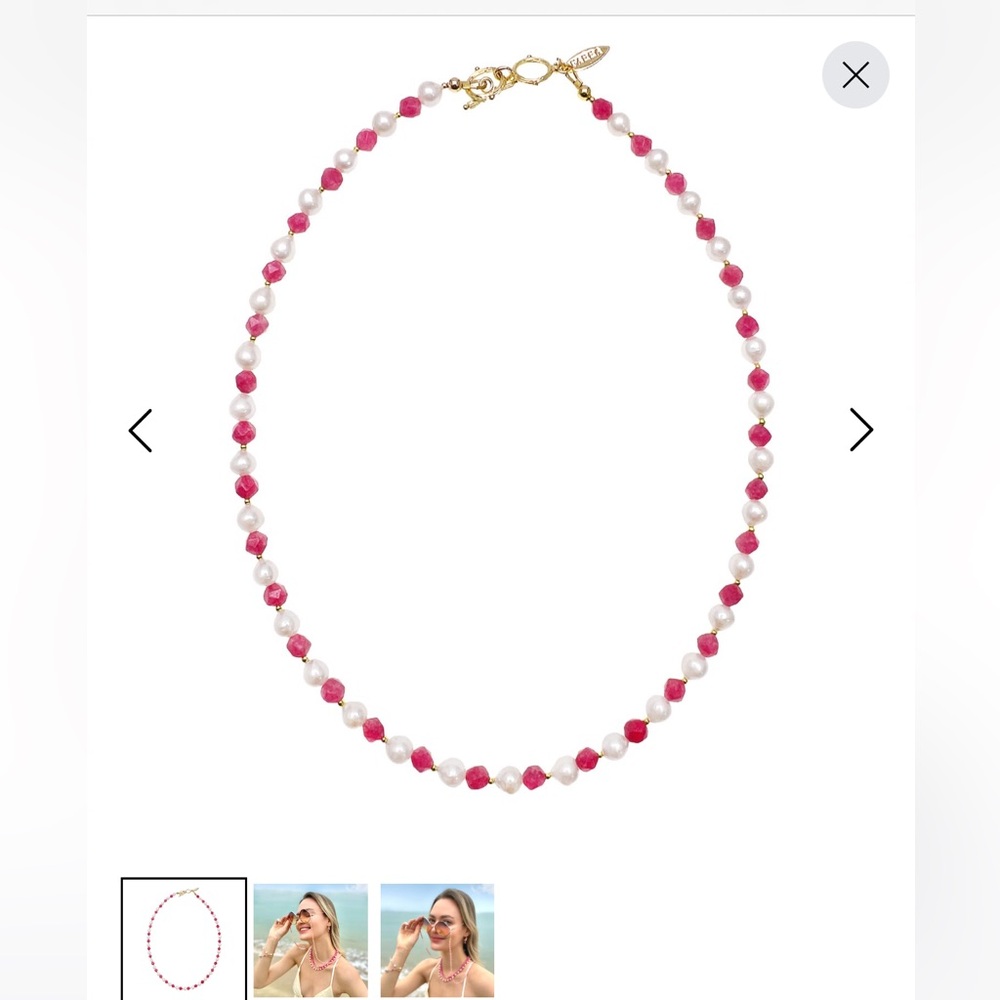 Freshwater Pearls With Pink Gemstone Necklace